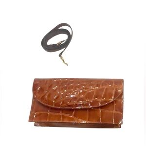 Vintage Amelia Berko Leather Purse – Made in Greece – Croc Embossed – Like New